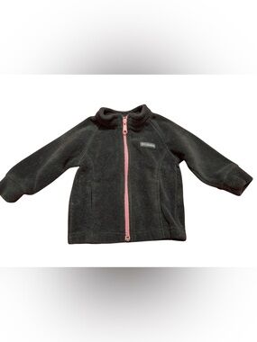 Columbia Infant Black Fleece Jacket with Pink Center Zipper, 6-12M